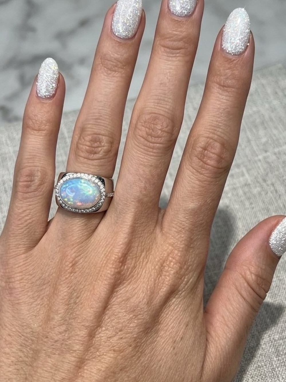 Boutique Fire Opal Halo Statement Ring Princesscore Glam Celestial Fairycore